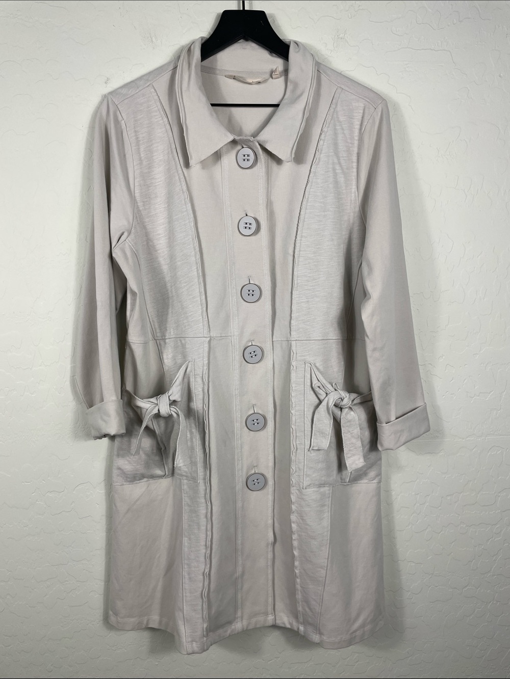 Soft Surroundings Light Tan Tie-Pocket Soft Trench Size M